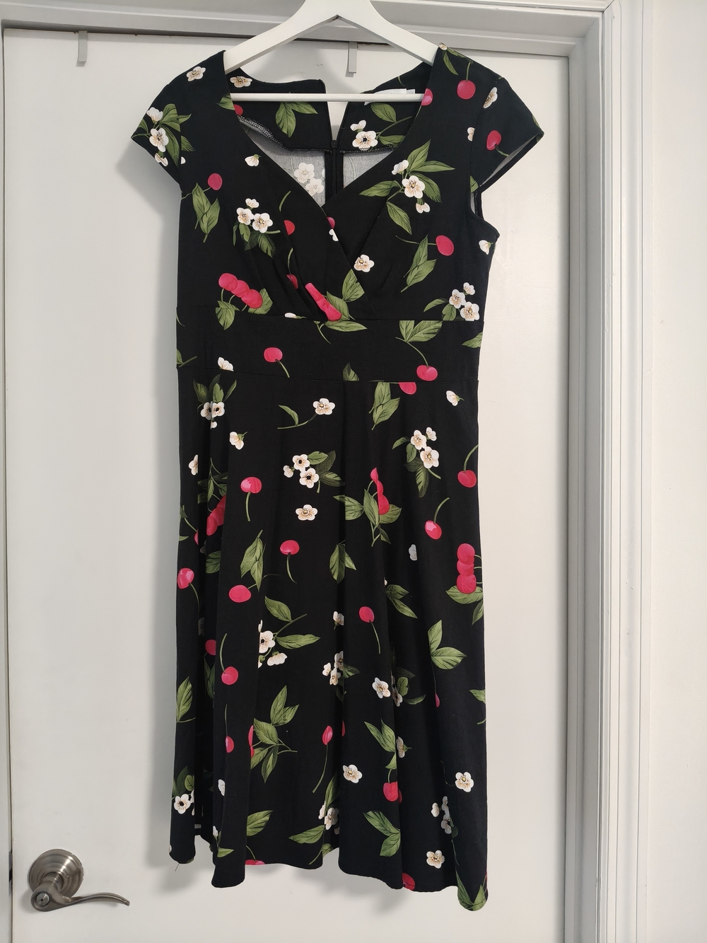 Black Cherry Floral Fit-and-Flare Dress